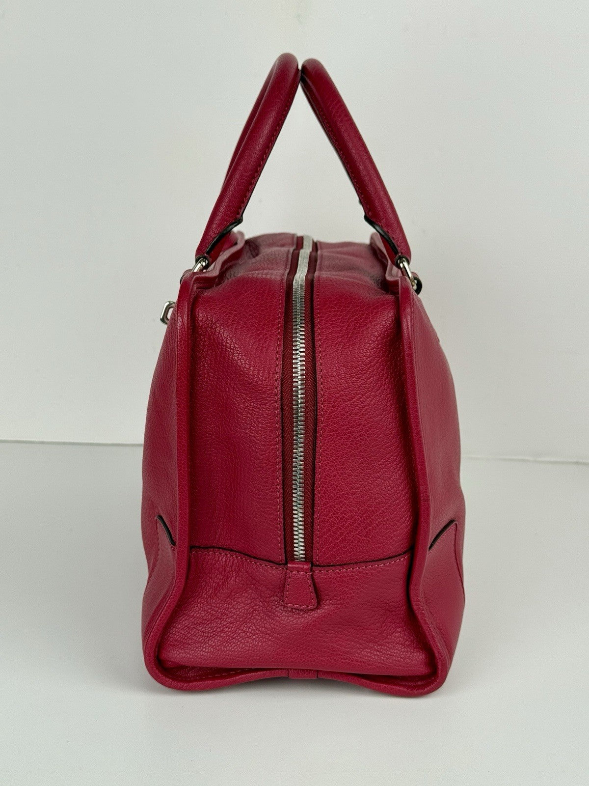 Loewe Womens Double Handle Grain Leather Amazona Shoulder Bag Pink