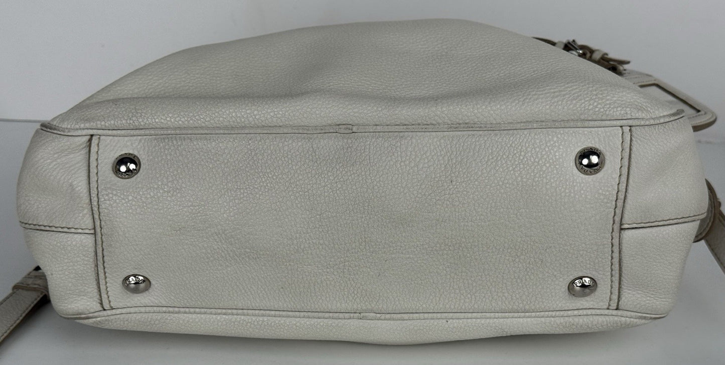 PRADA Two Way Shoulder Bag White Leather