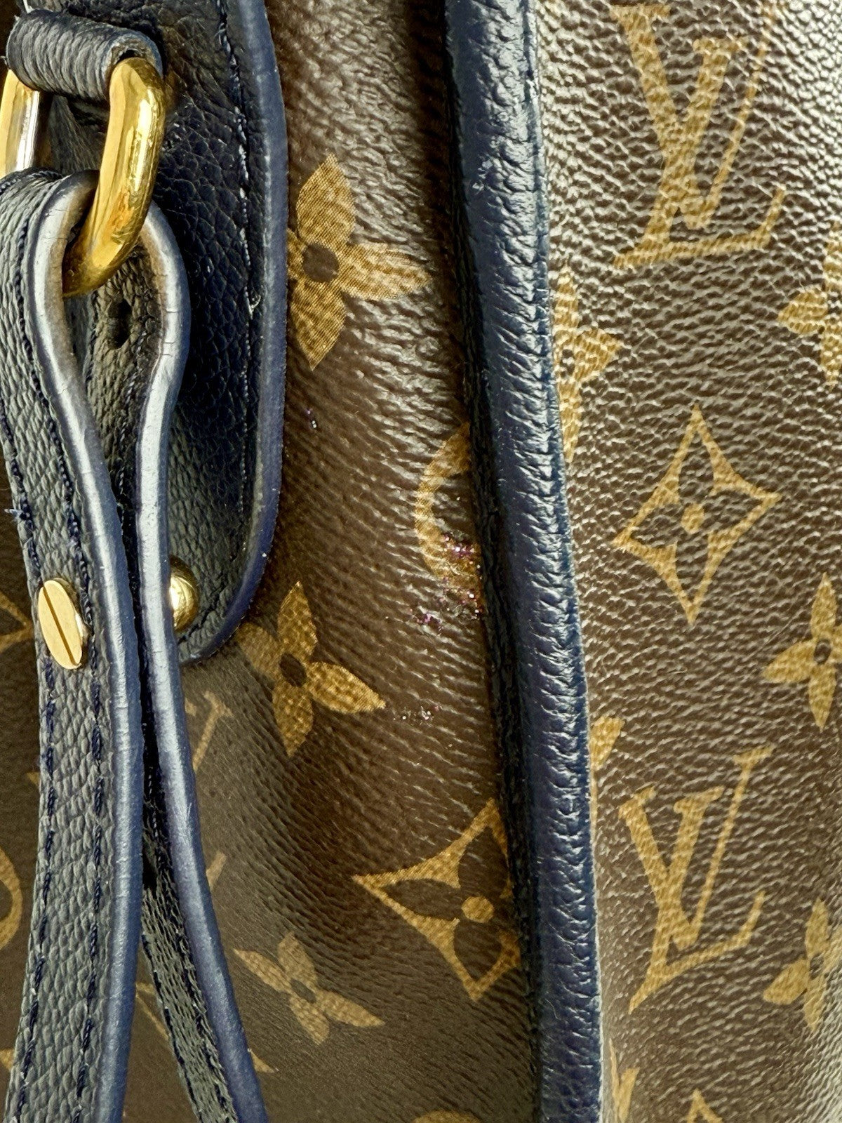 Louis Vuitton Popincourt Shoulder Bag PM Blue Brown Canvas Monogram