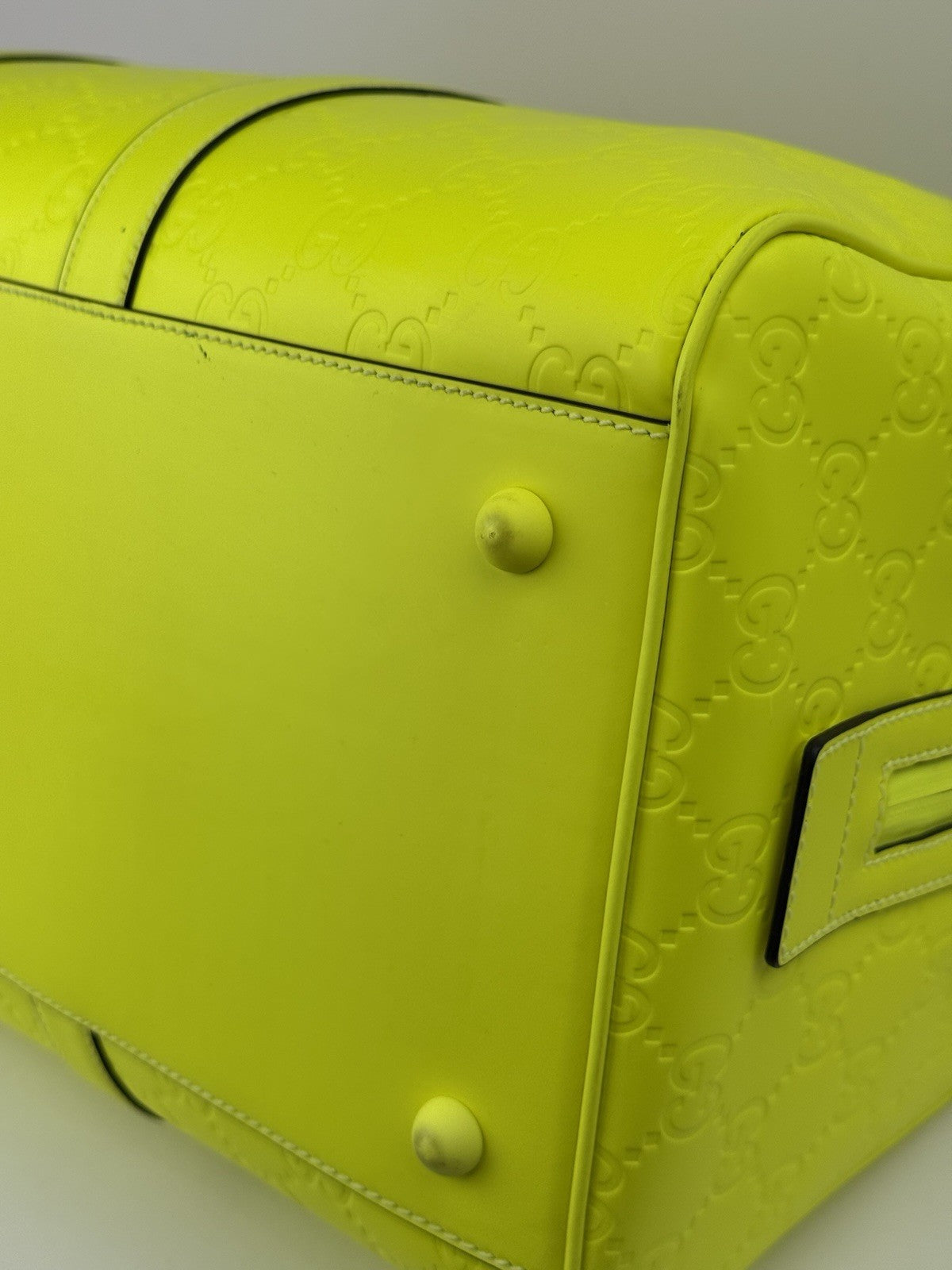 Gucci Duffel Bag Neon Yellow Rubber Bag