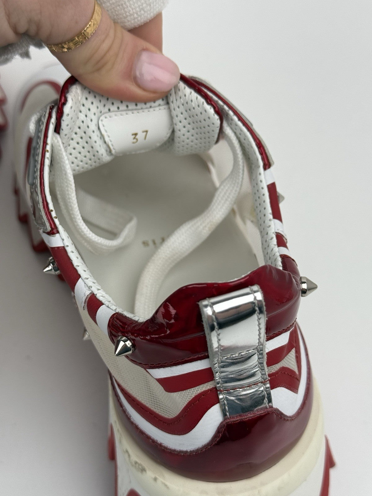 Christian Louboutin Sharkina Women's Sneaker in Red/White Size 37