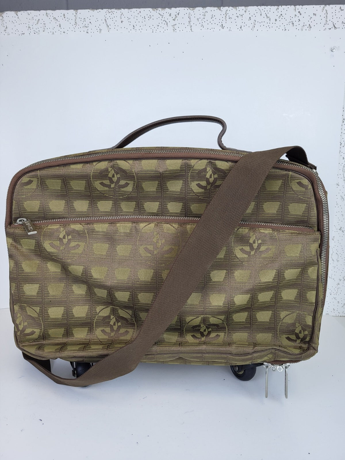 Chanel Vintage Classic Travel Carry On Bag Green