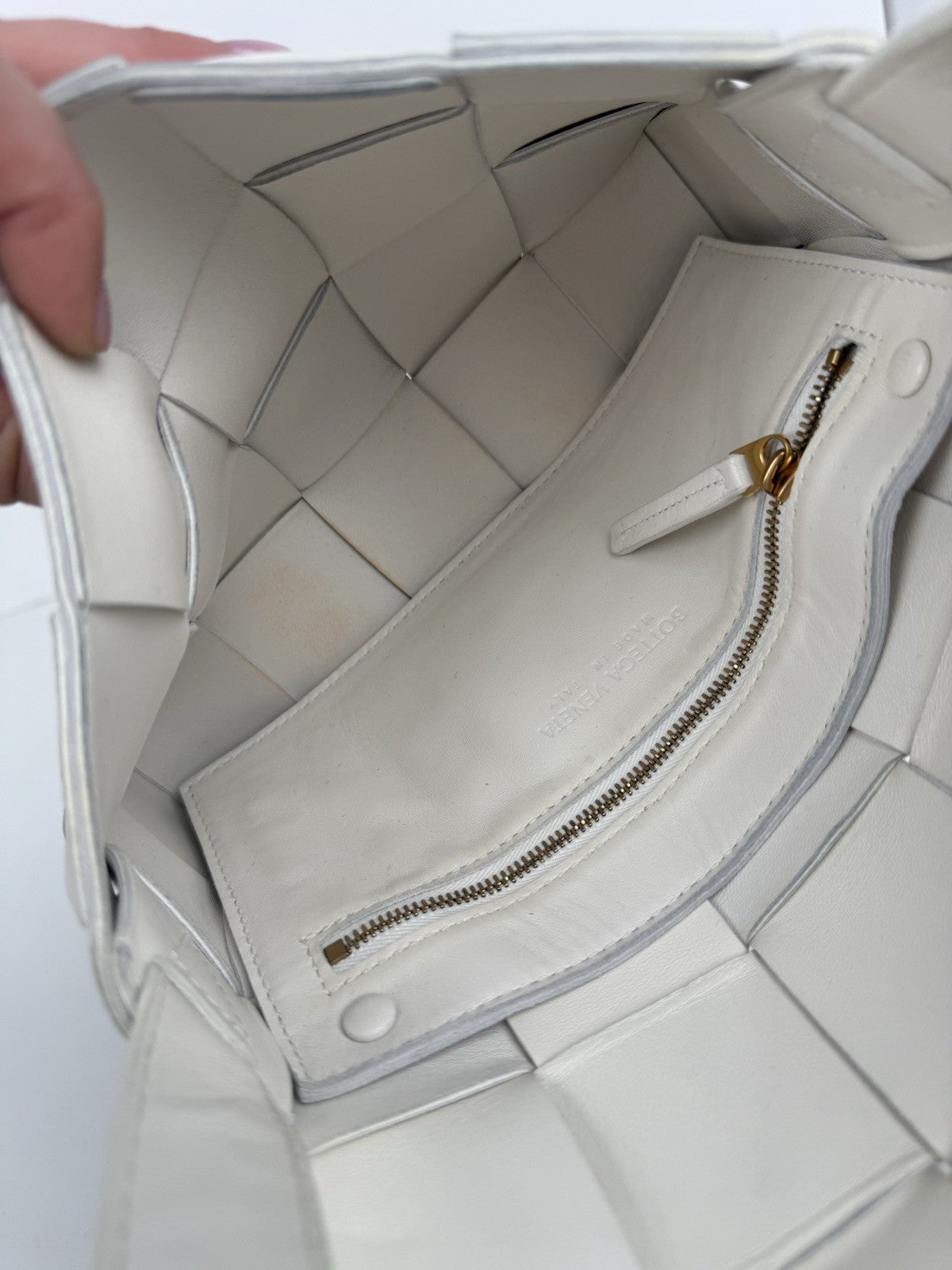 Bottega Veneta Intrecciato Cassette Shoulder Bag White