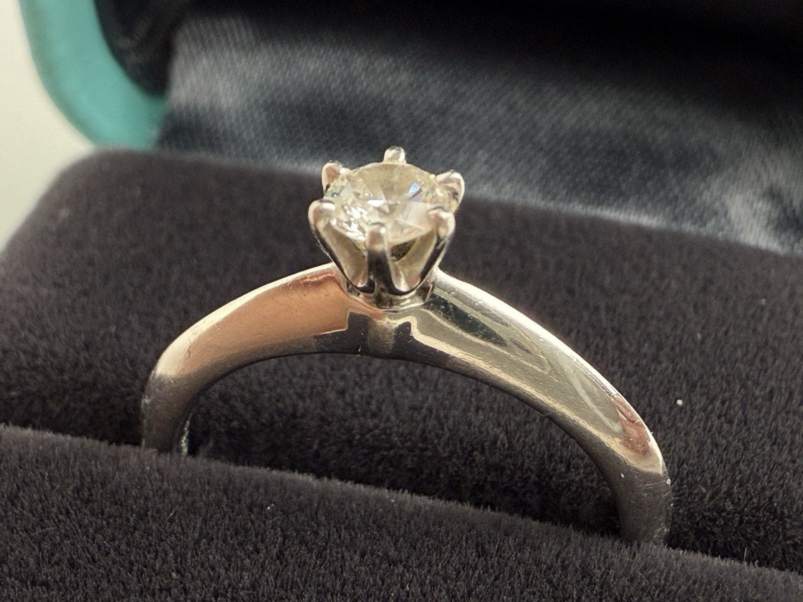 Tiffany & Co Platinum Diamond Engagement Ring 0.15 Carat Brilliant Cut Size 4.75