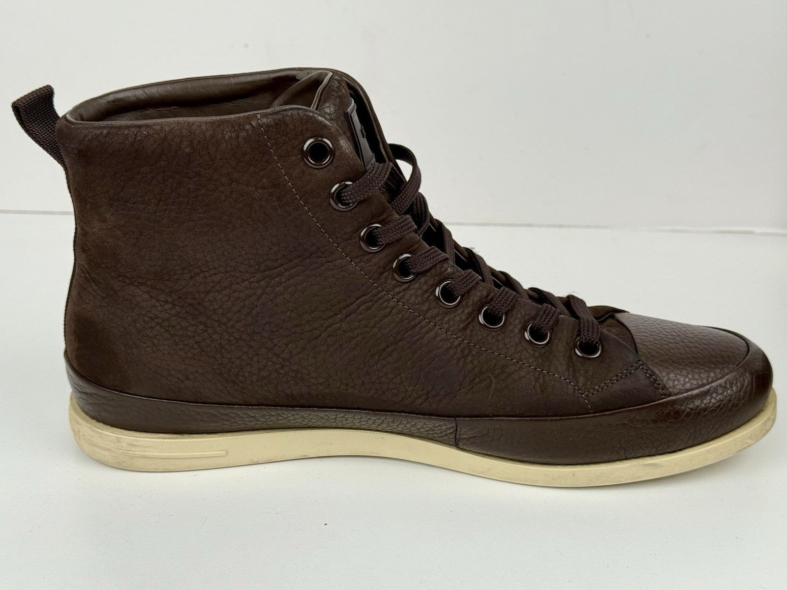 Louis Vuitton Brown Nubuck And Leather Embroidered Accent Men Sneakers LV Size 8