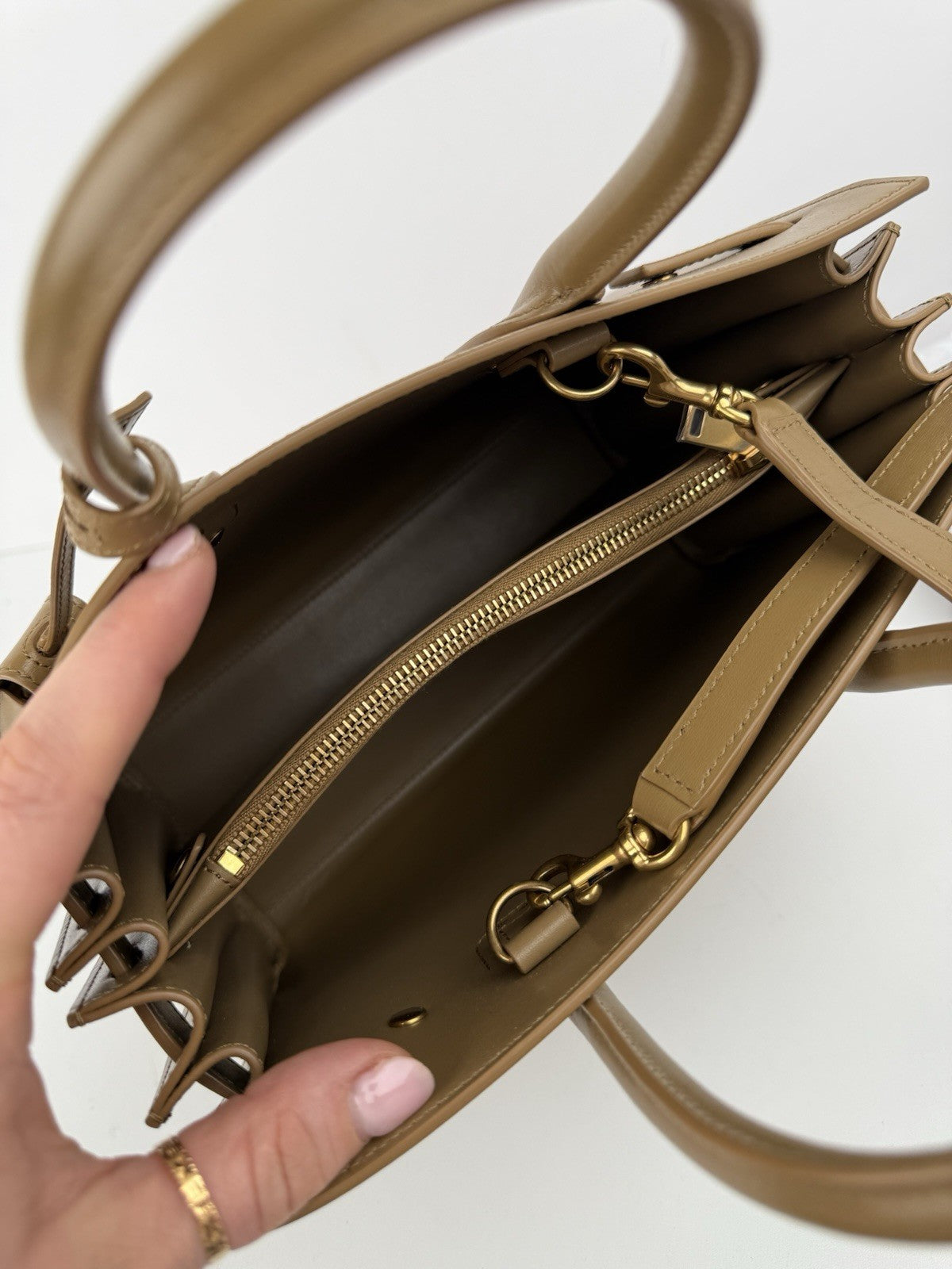 Saint Laurent Calfskin Baby Sac De Jour Taupe Bag