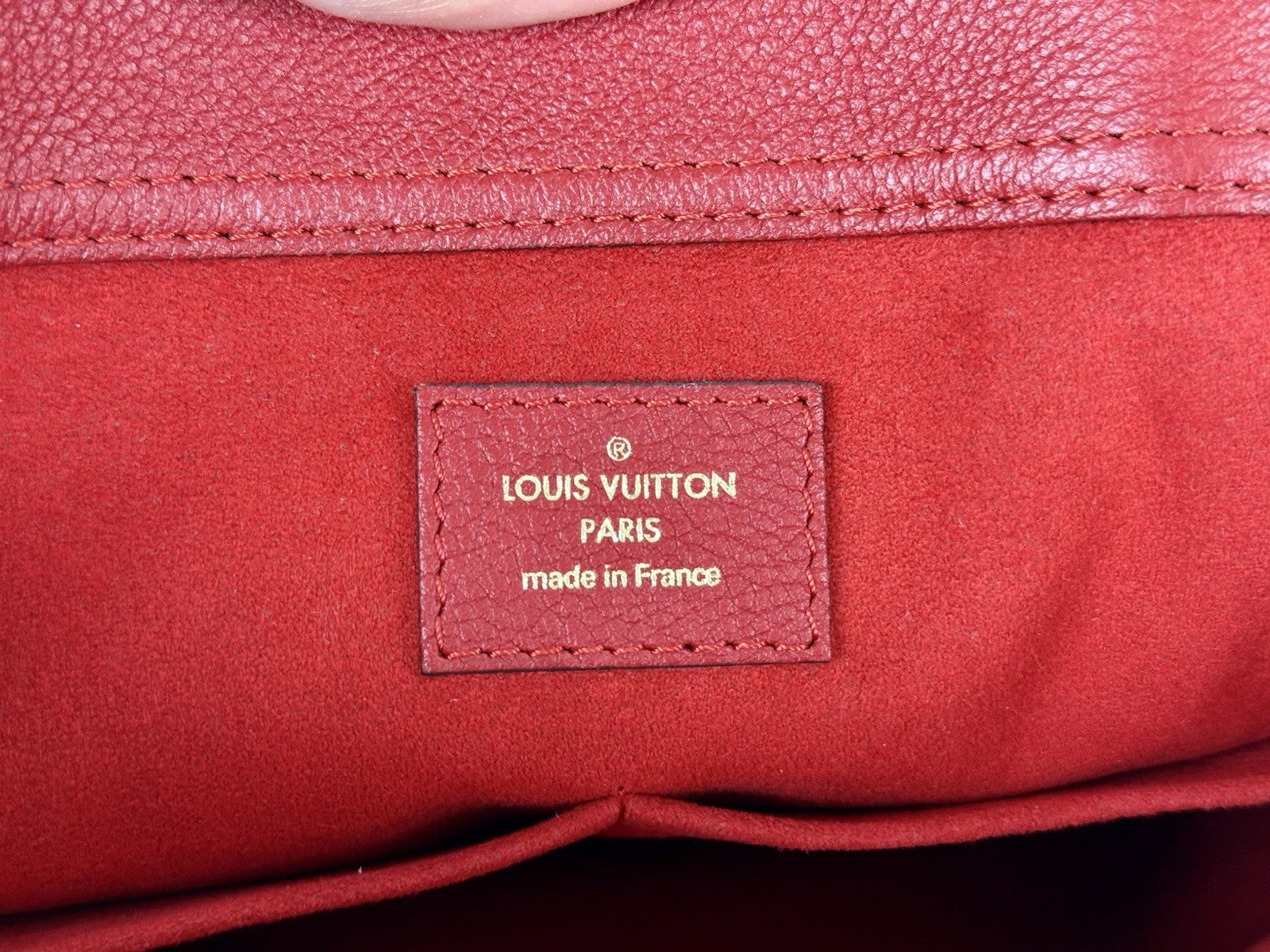 Louis Vuitton Bag Pallas Shopper Monogram Tote Brown/Red Canvas Leather
