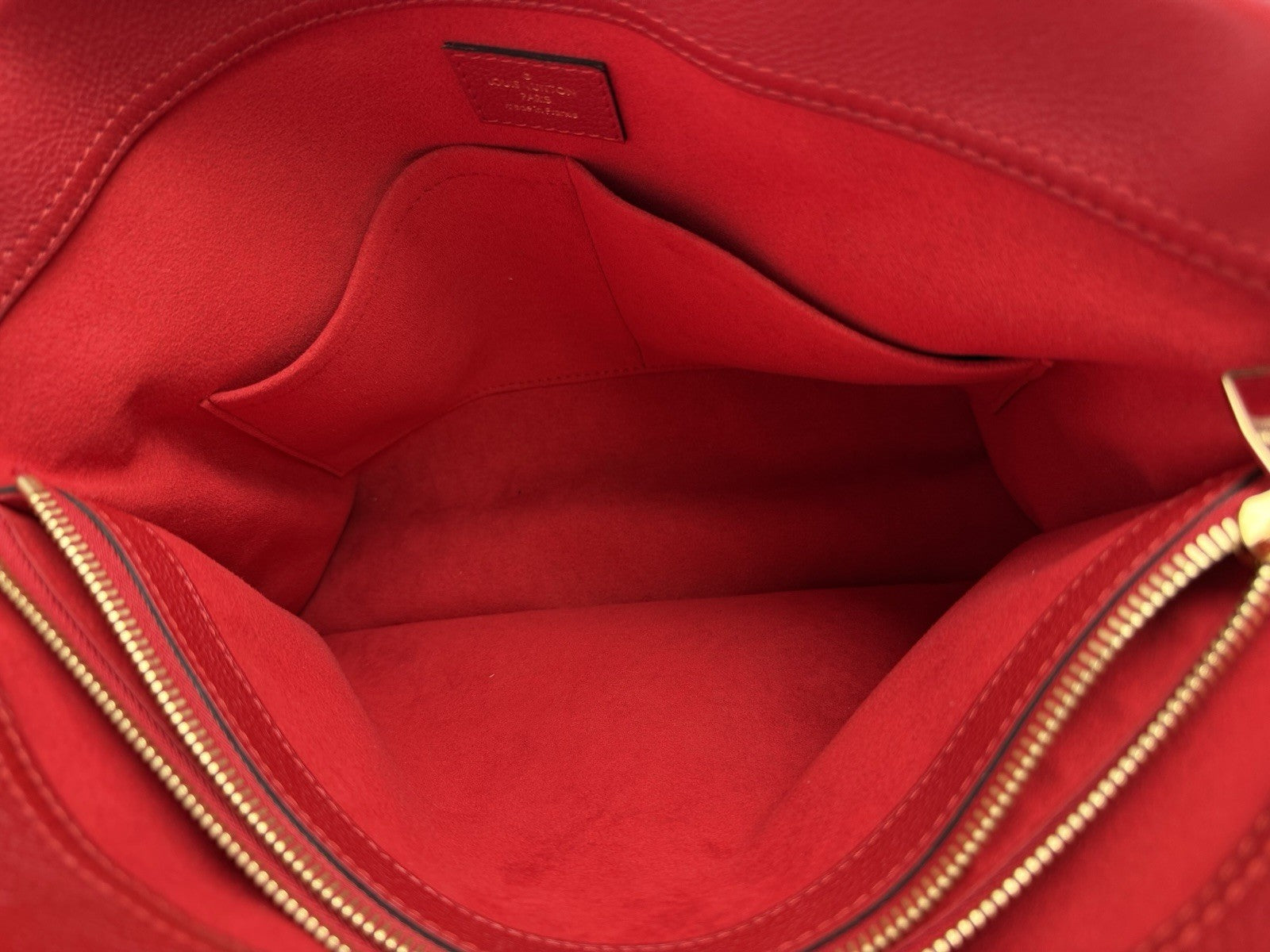 Louis Vuitton Bag Pallas Shopper Monogram Tote Brown/Red Canvas Leather