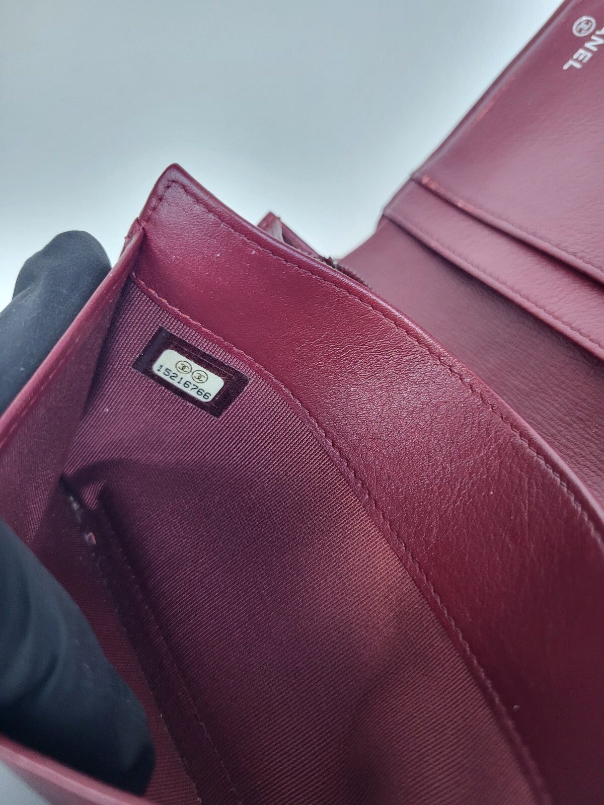 Chanel Wallet Interlocking CC Logo Patent Leather Continental Red  