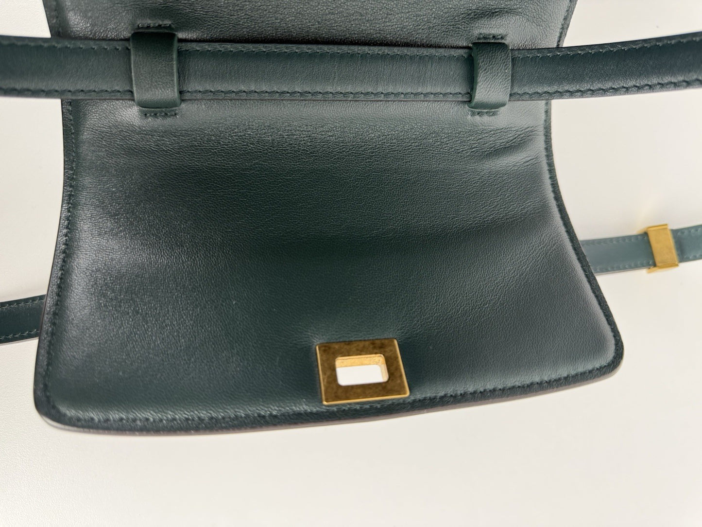 Celine Classic Box Shoulder Bag Medium Dark Green Leather