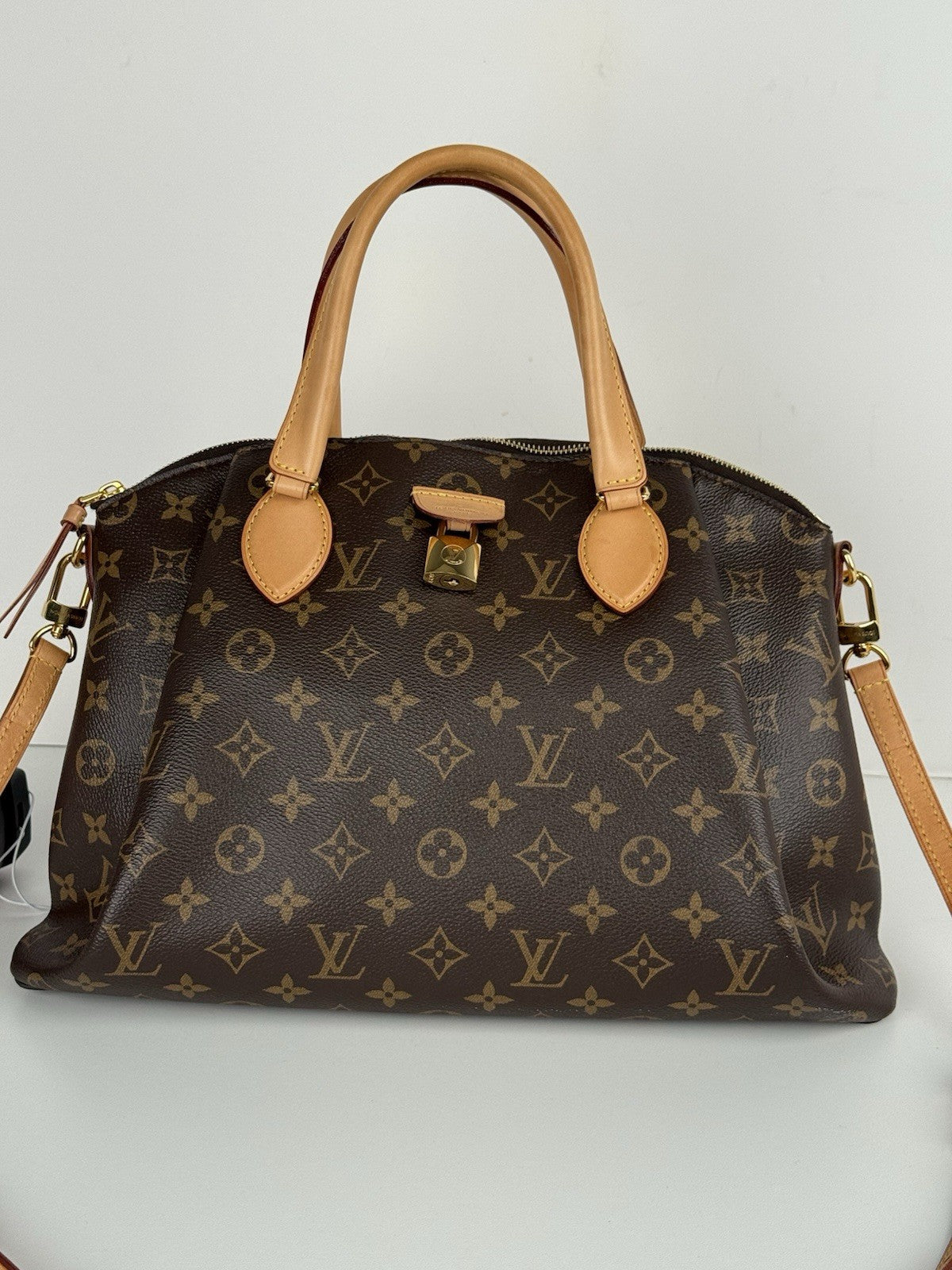 LOUIS VUITTON Monogram Tote Bag Rivory Hand Bag Brown Canvas