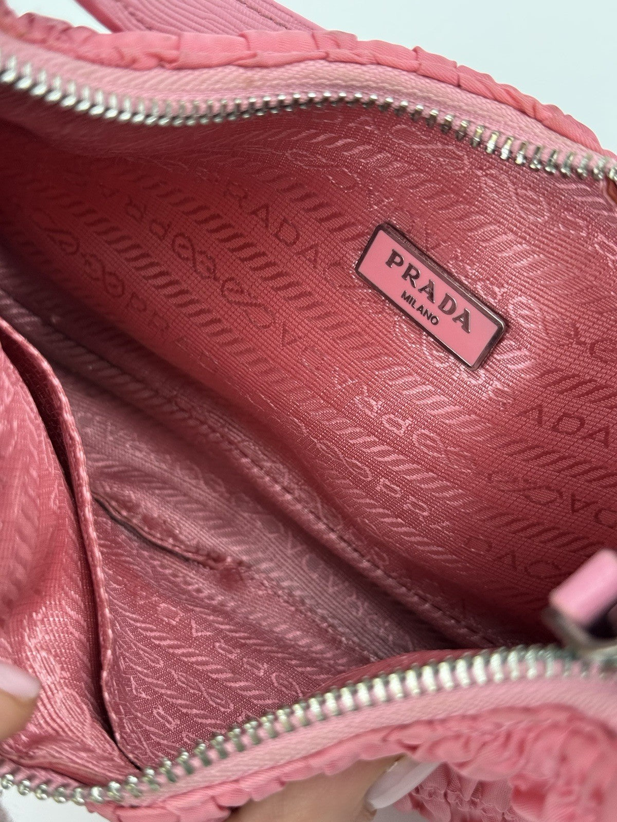 Prada Hobo Tessuto Gaufre Nylon Shoulder Bag In Pink