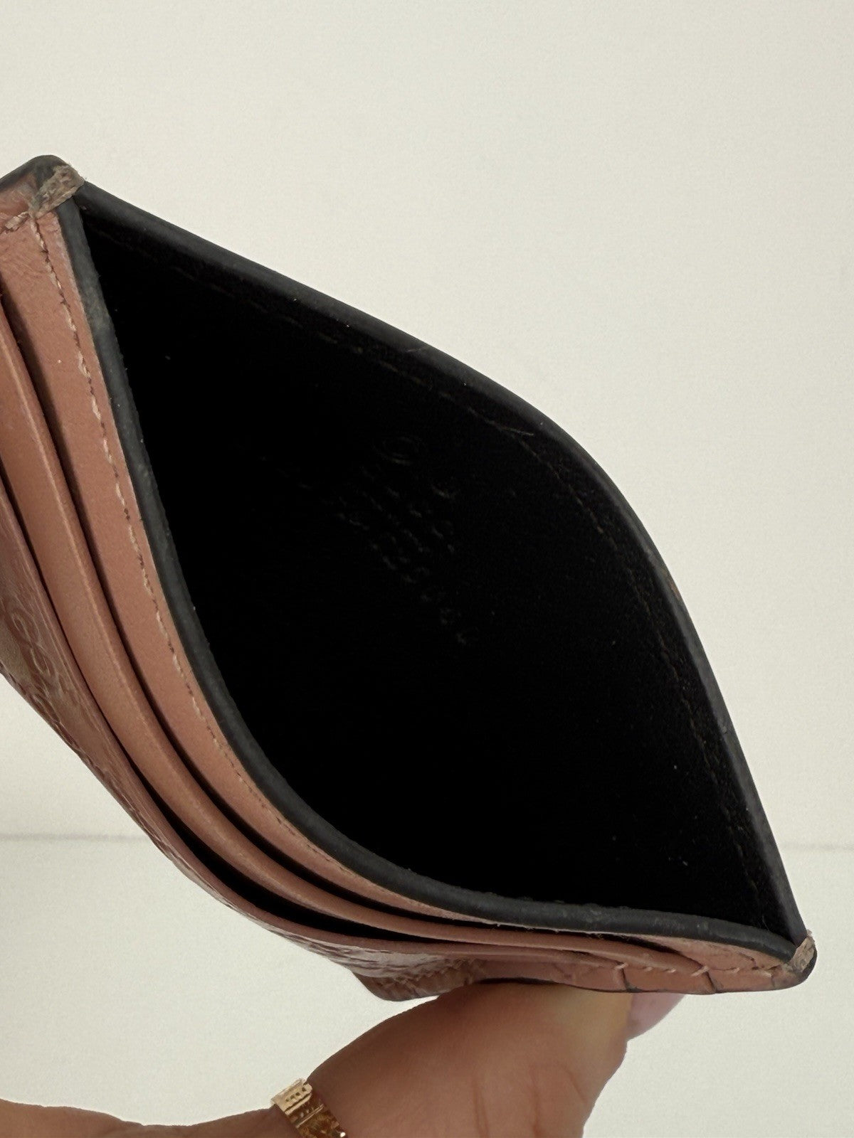 Gucci GG Monogram Leather Card Holder Wallet New  Pink Colors