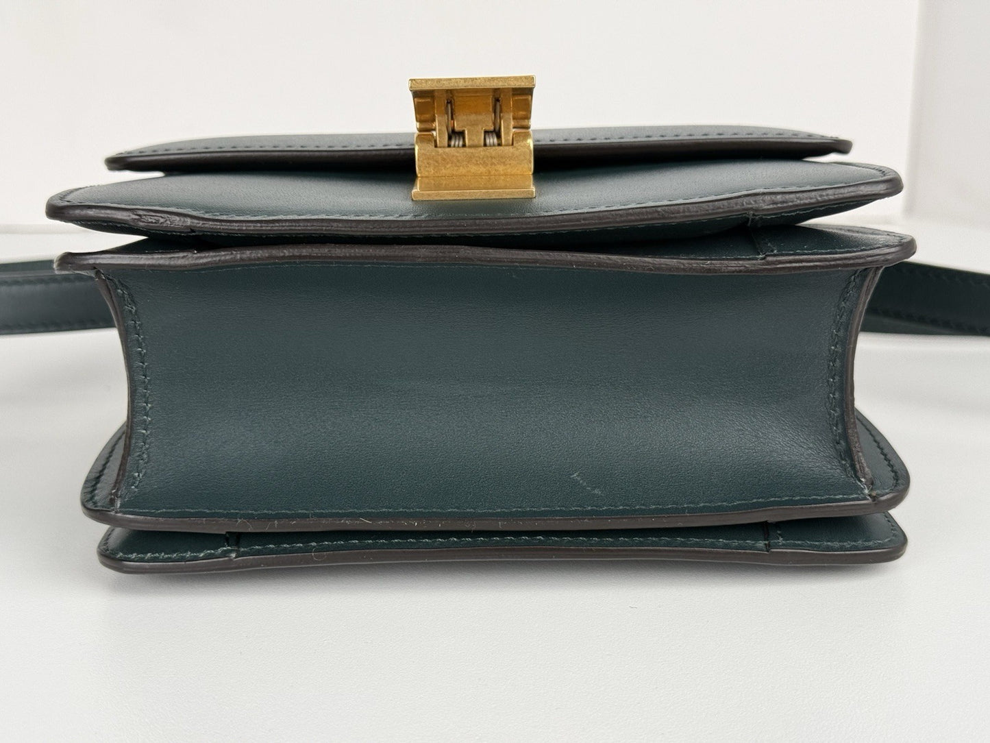 Celine Classic Box Shoulder Bag Medium Dark Green Leather