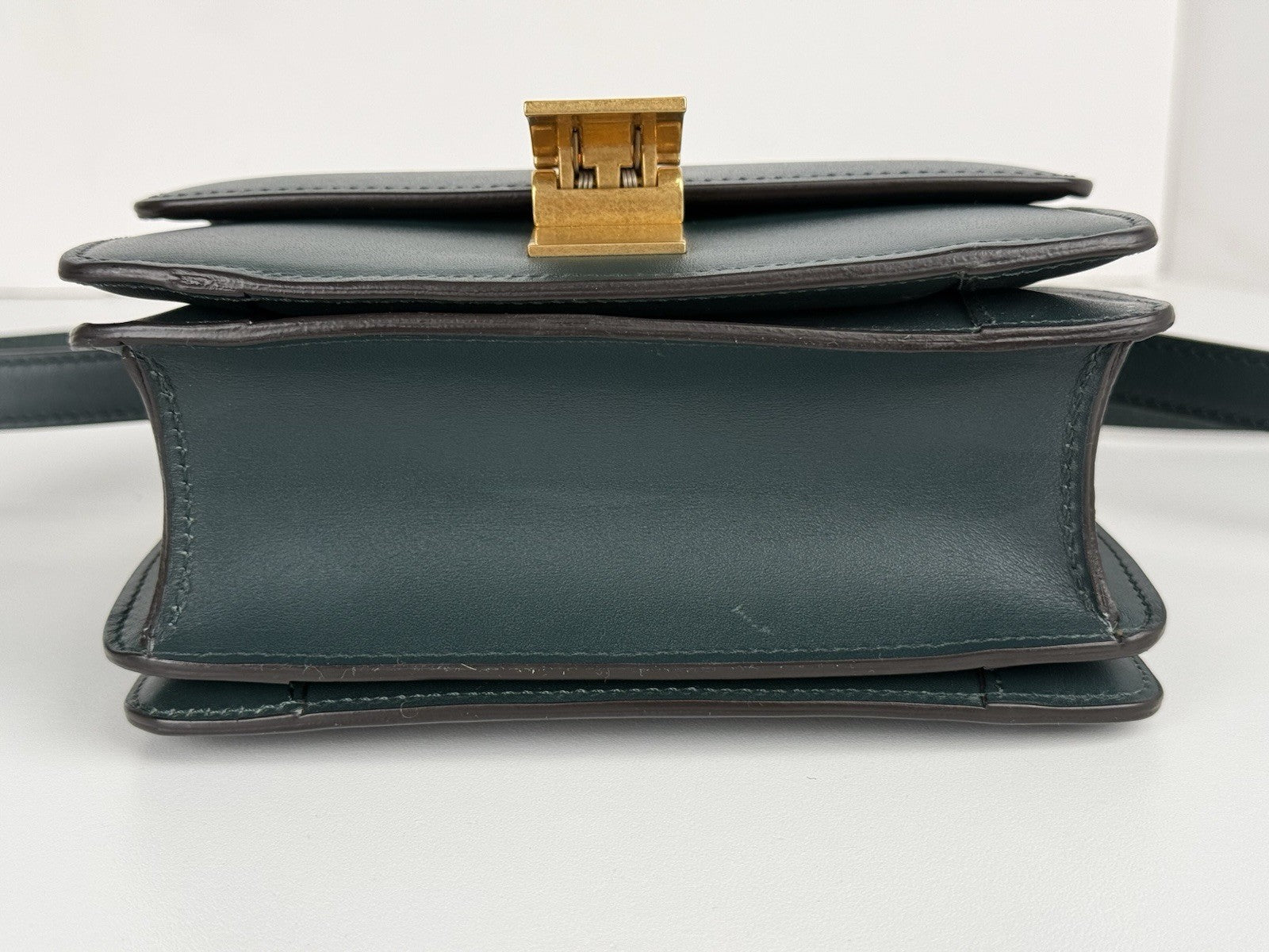 Celine Classic Box Shoulder Bag Medium Dark Green Leather