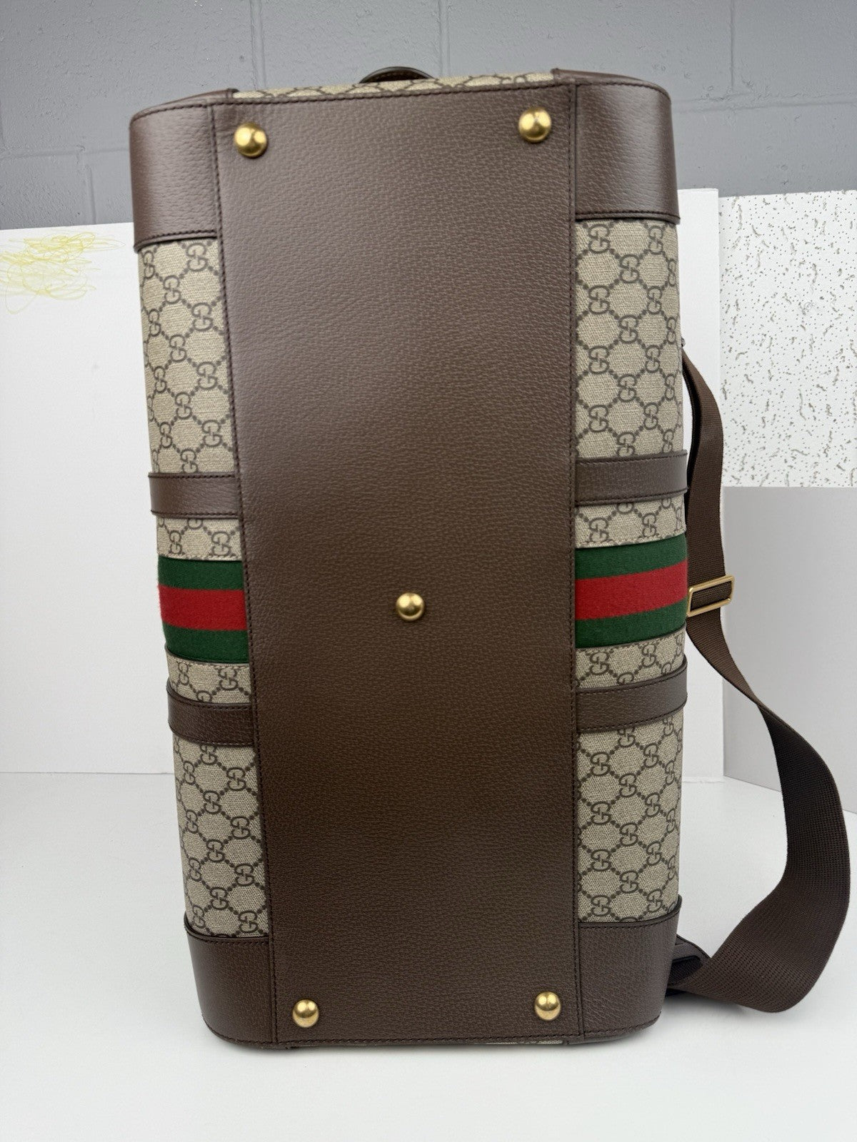 Gucci Supreme Monogram Canvas Large Duffel Bag Beige