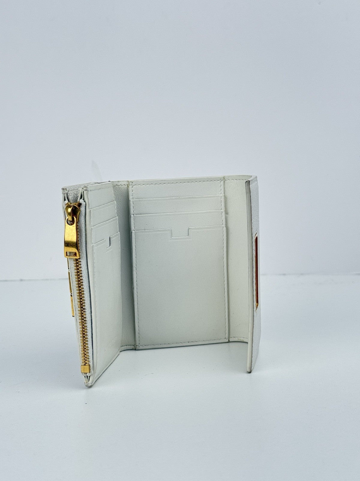 Bottega Veneta White Leather Small Wallet