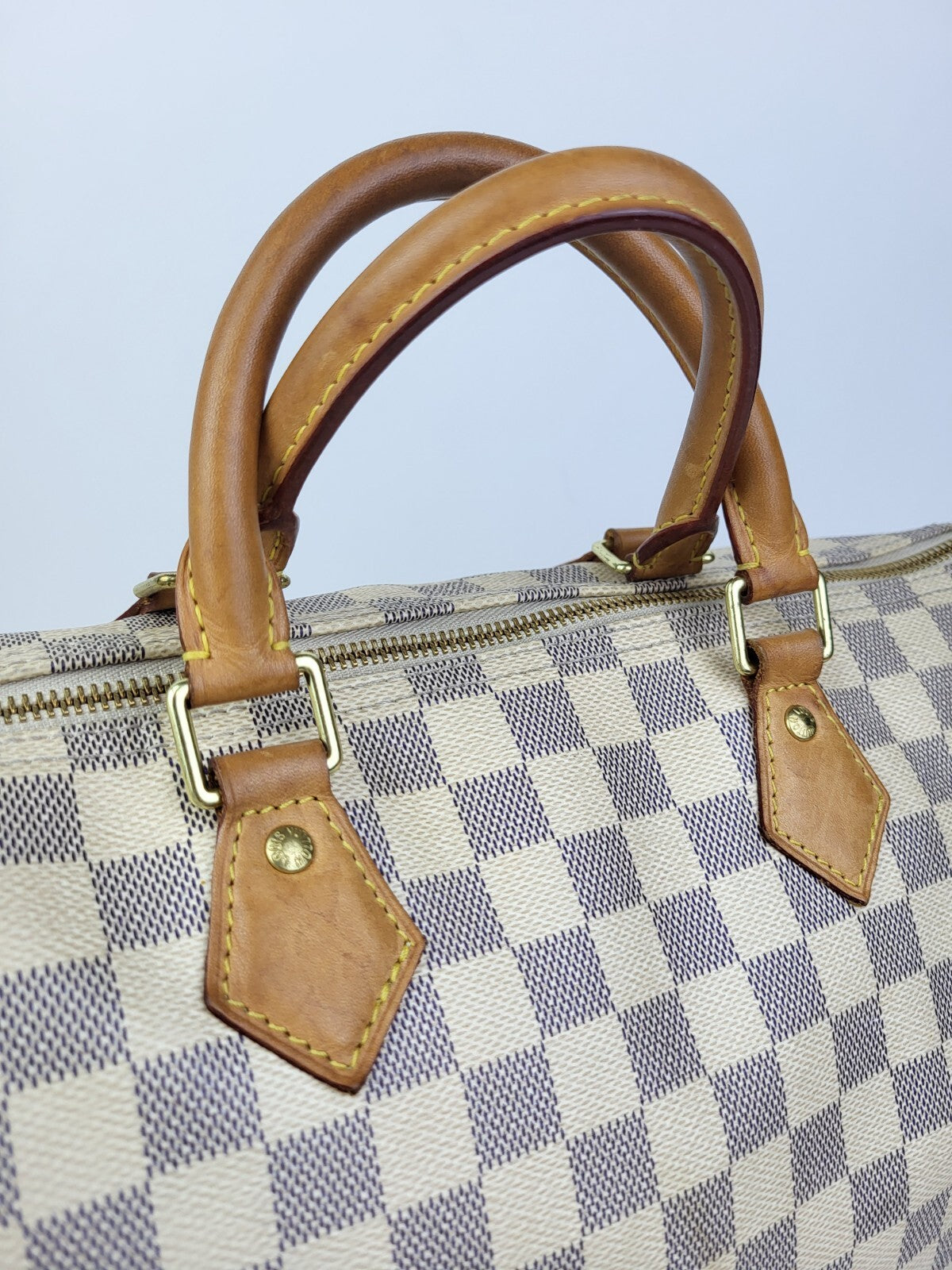 Louis Vuitton Speedy Bandouliere Damier Azur Duffle 35 Canvas Bag