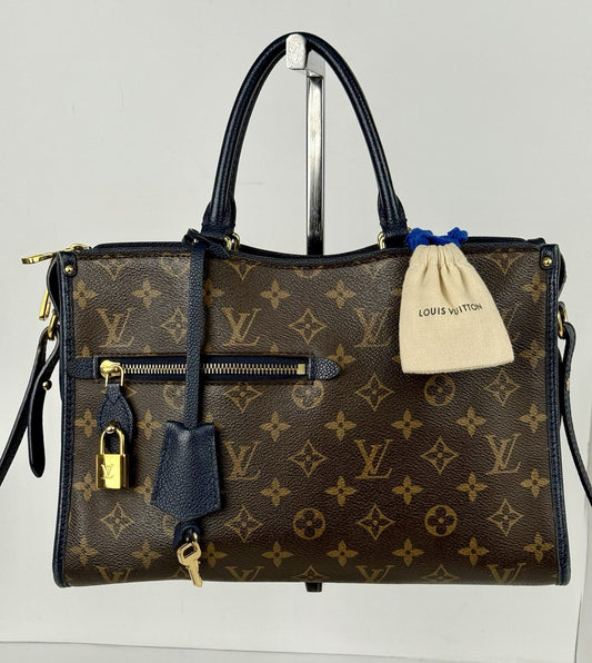 Louis Vuitton Popincourt Shoulder Bag PM Blue Brown Canvas Monogram