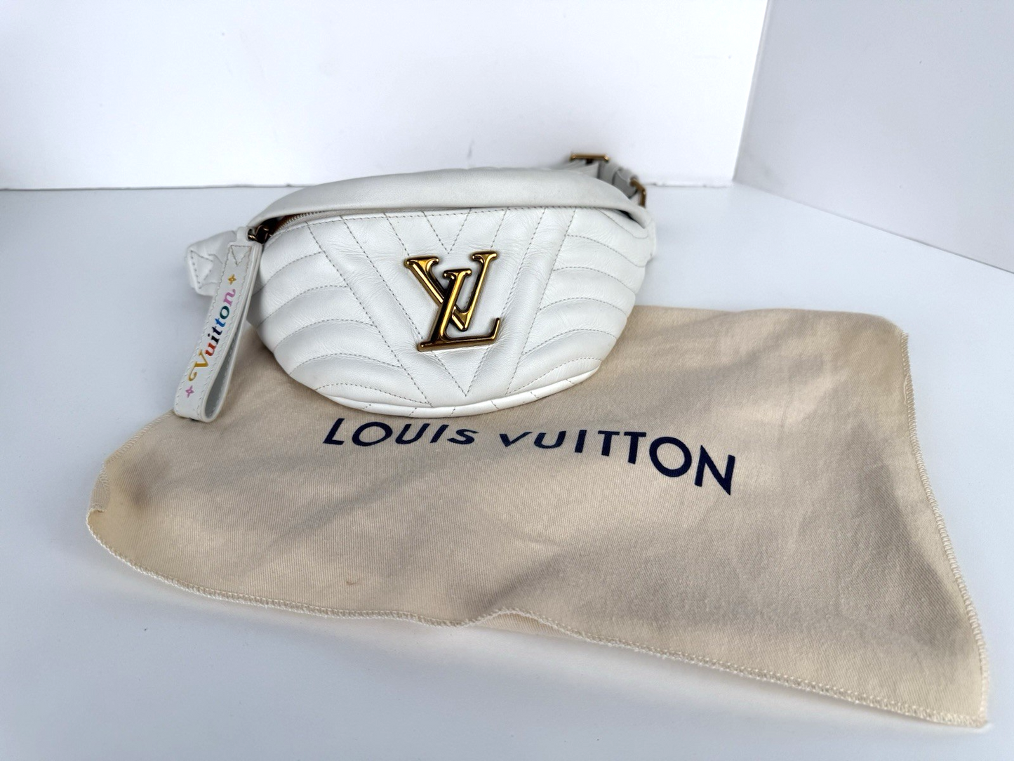 Louis Vuitton Calfskin Leather New Wave Bumbag Belt Bag for Women in White
