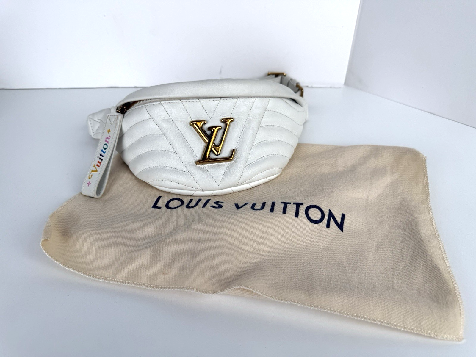 Louis Vuitton Calfskin Leather New Wave Bumbag Belt Bag for Women in White