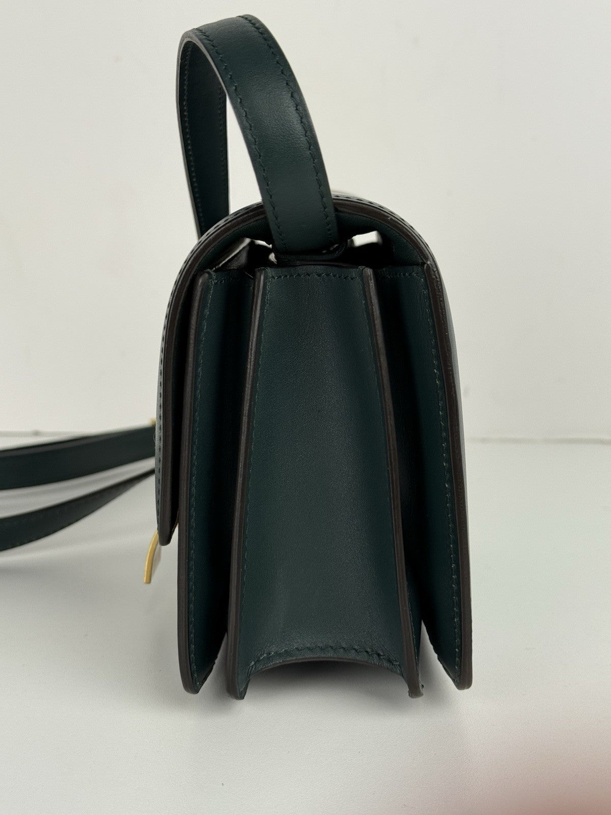 Celine Classic Box Shoulder Bag Medium Dark Green Leather