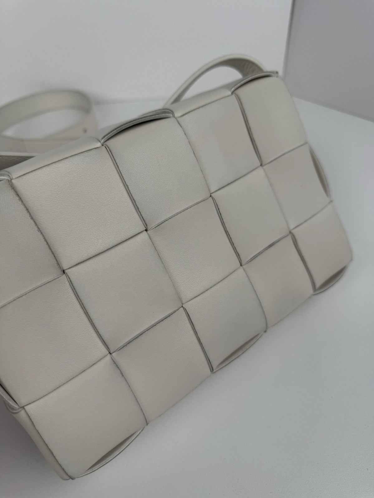 Bottega Veneta Intrecciato Cassette Shoulder Bag White