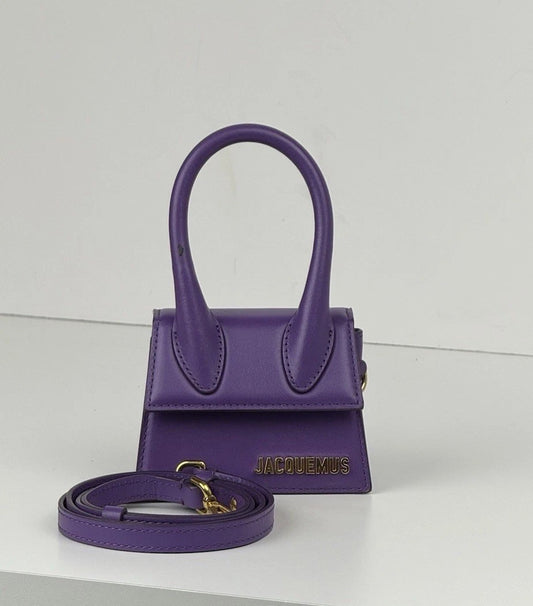 Jacquemus Le Chiquito Top-handle Mini Bag in Purple Calf Leather 