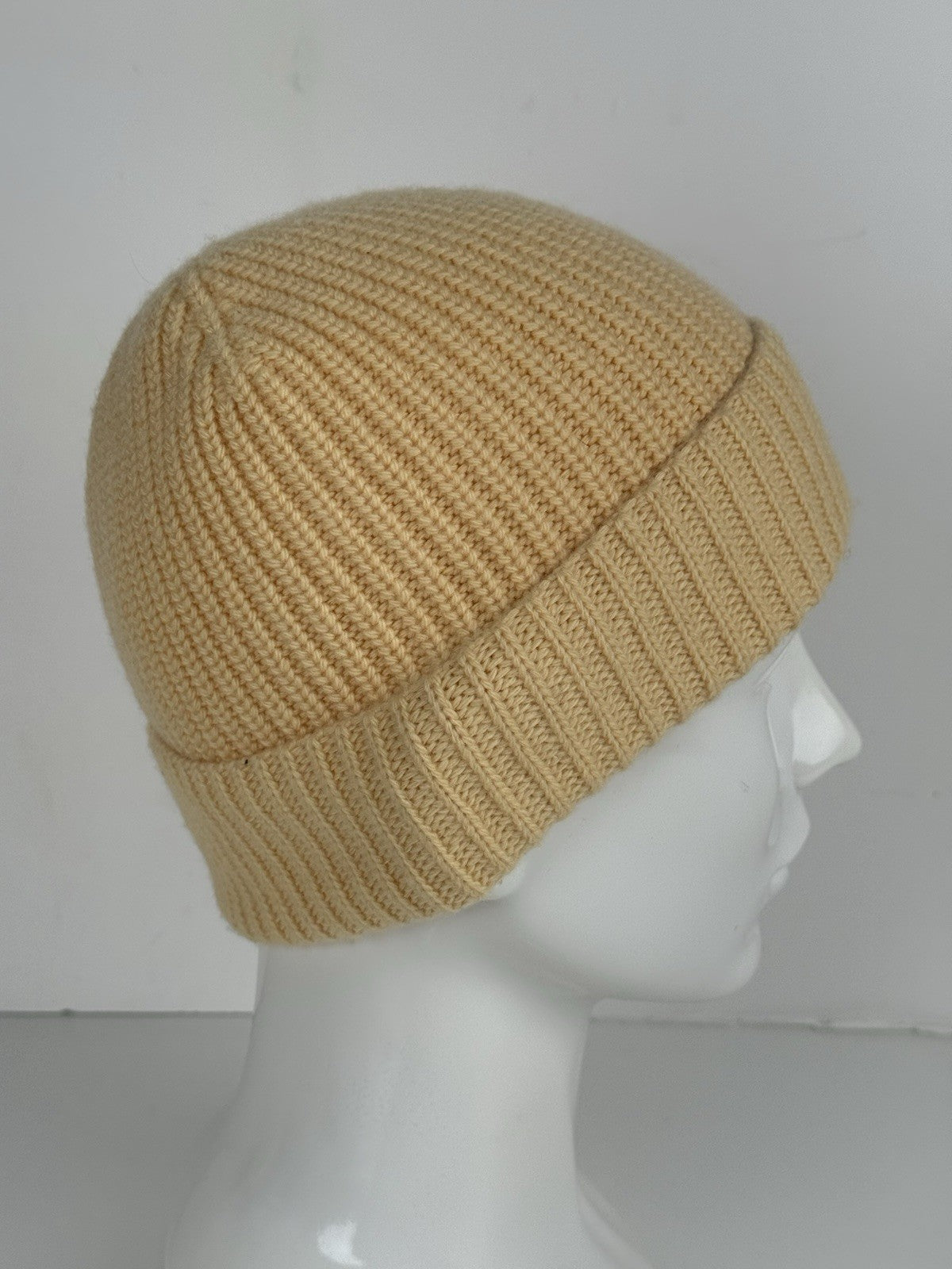 CELINE Ribbed Logo Knit Hat Knit Cap Wool Yellow Women Men Unisex TGIS