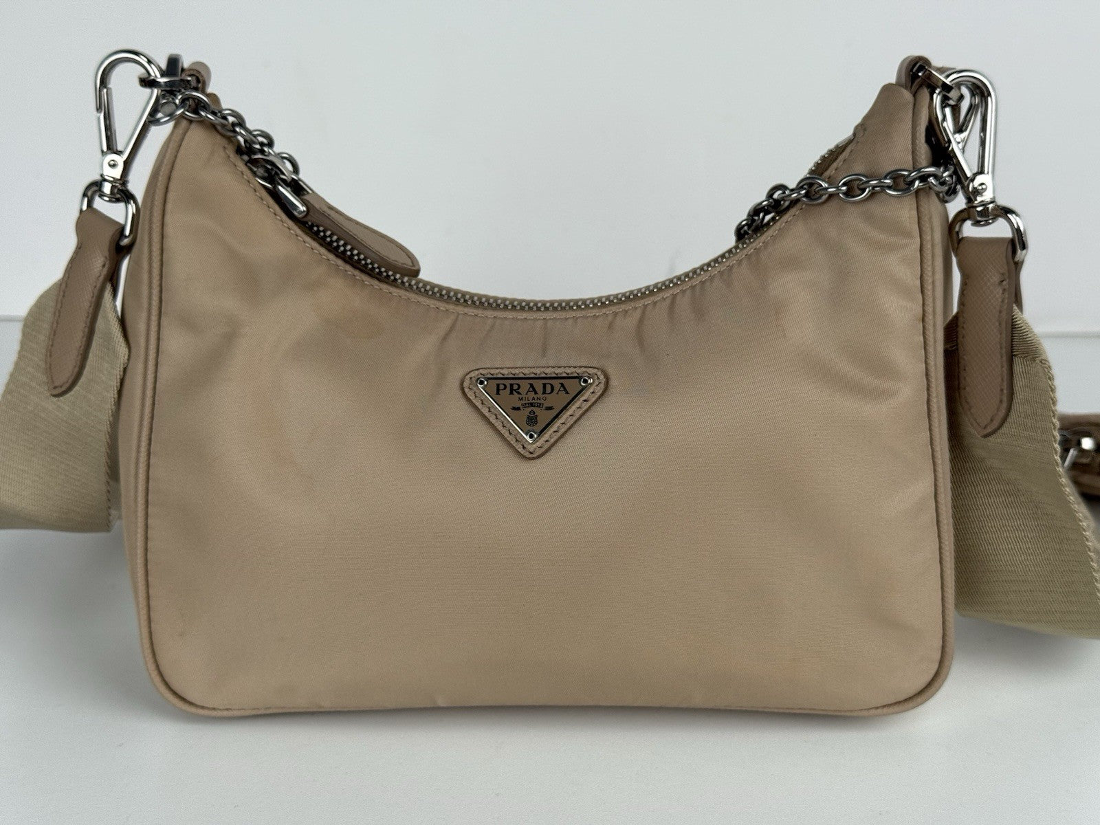 Prada Women's Re-Edition 2005 Nylon Bag in Sandy Brown