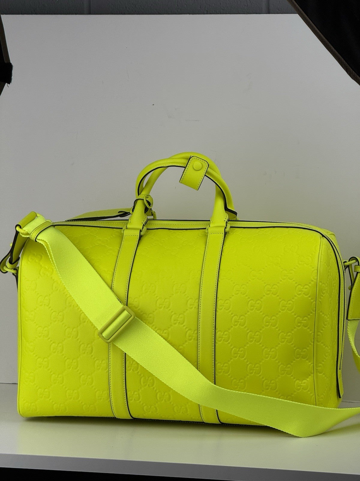 Gucci Duffel Bag Neon Yellow Rubber Bag