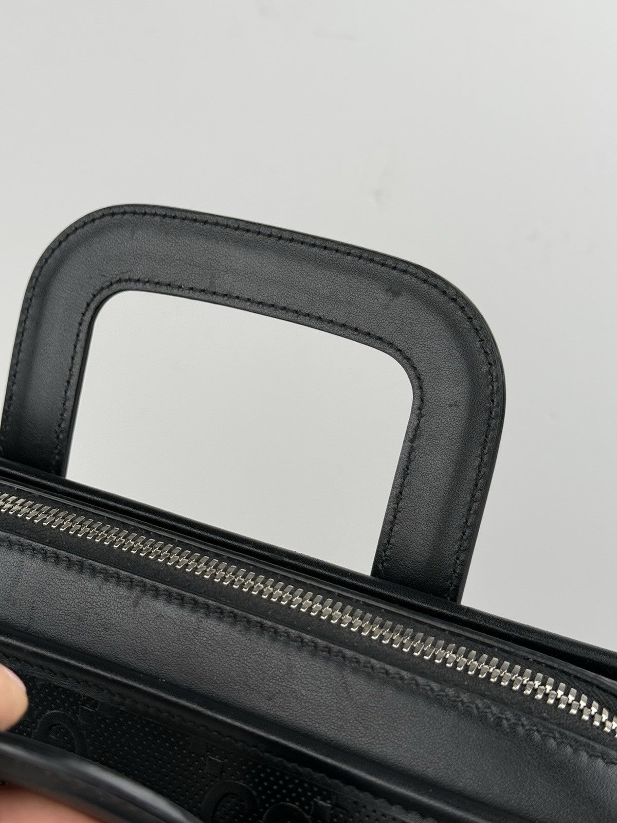 GUCCI Embossed Black Leather Briefcase Bag