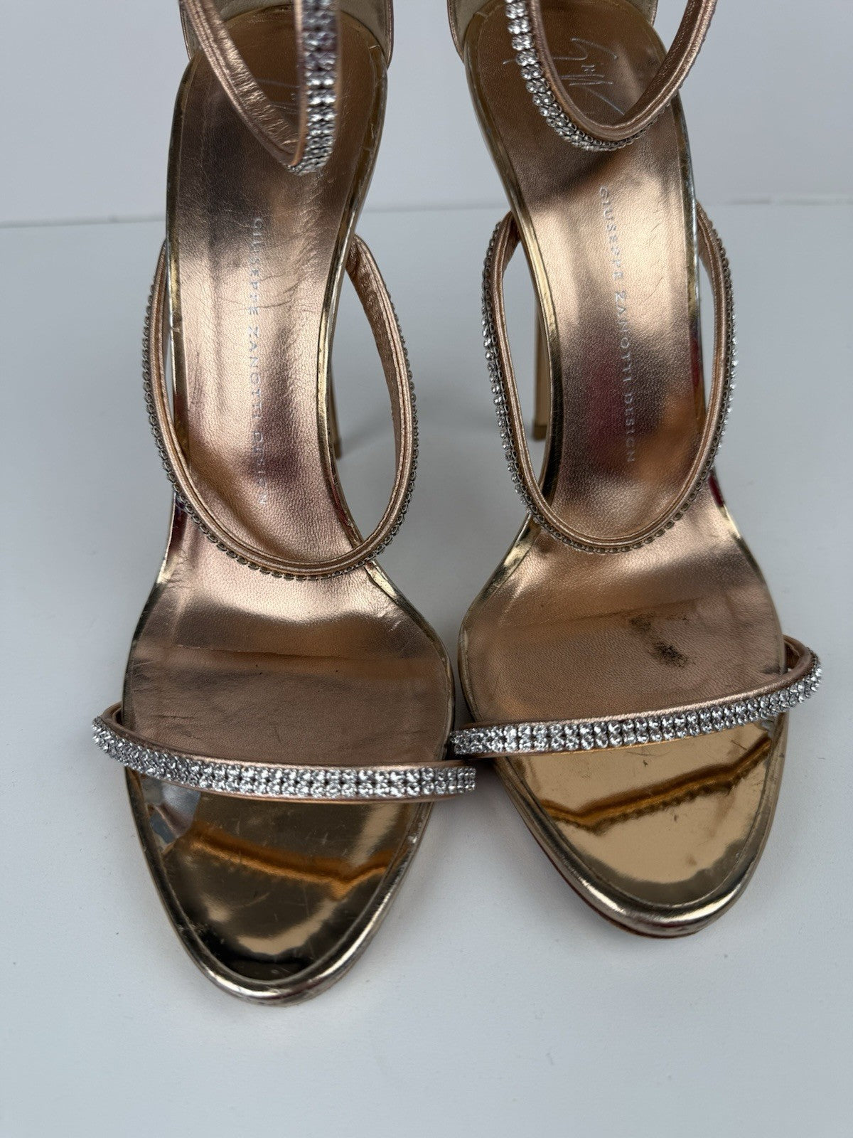 Giuseppe Zanotti Leather Crystal Embellishment Sandals Size 42 /12