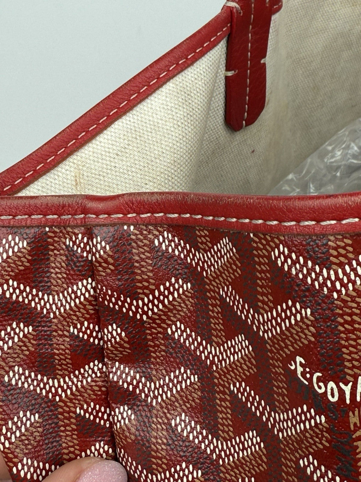 Goyard Goyardine Saint Louis PM Red Canvas Tote Bag