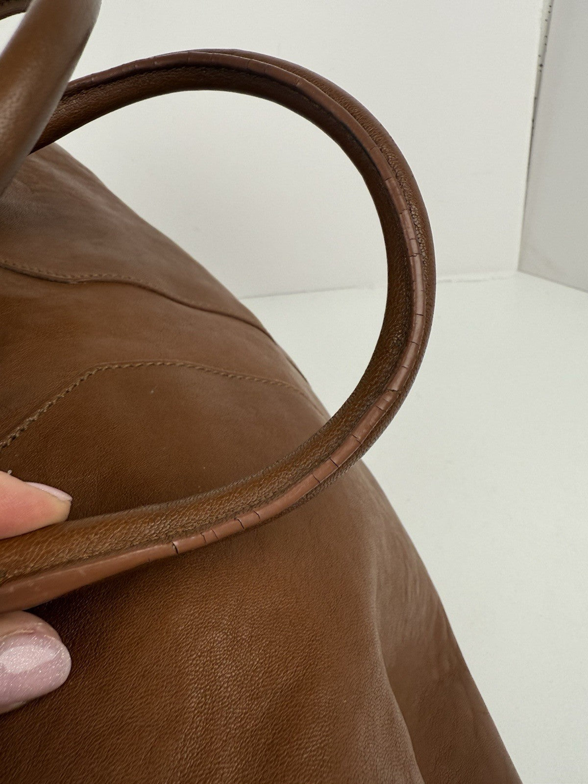 SAINT LAURENT Y Line Cabas Chic Handbag Women's Brown Leather Large