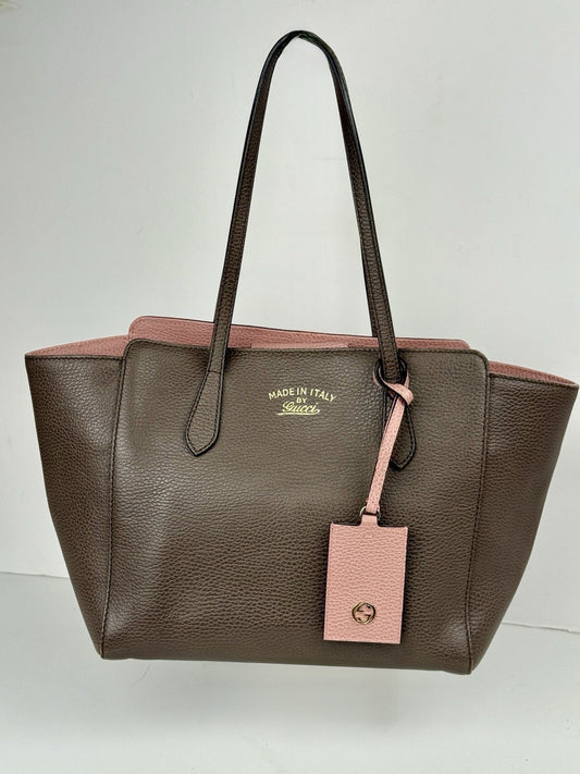 Gucci Brown Swing Leather Tote Bag