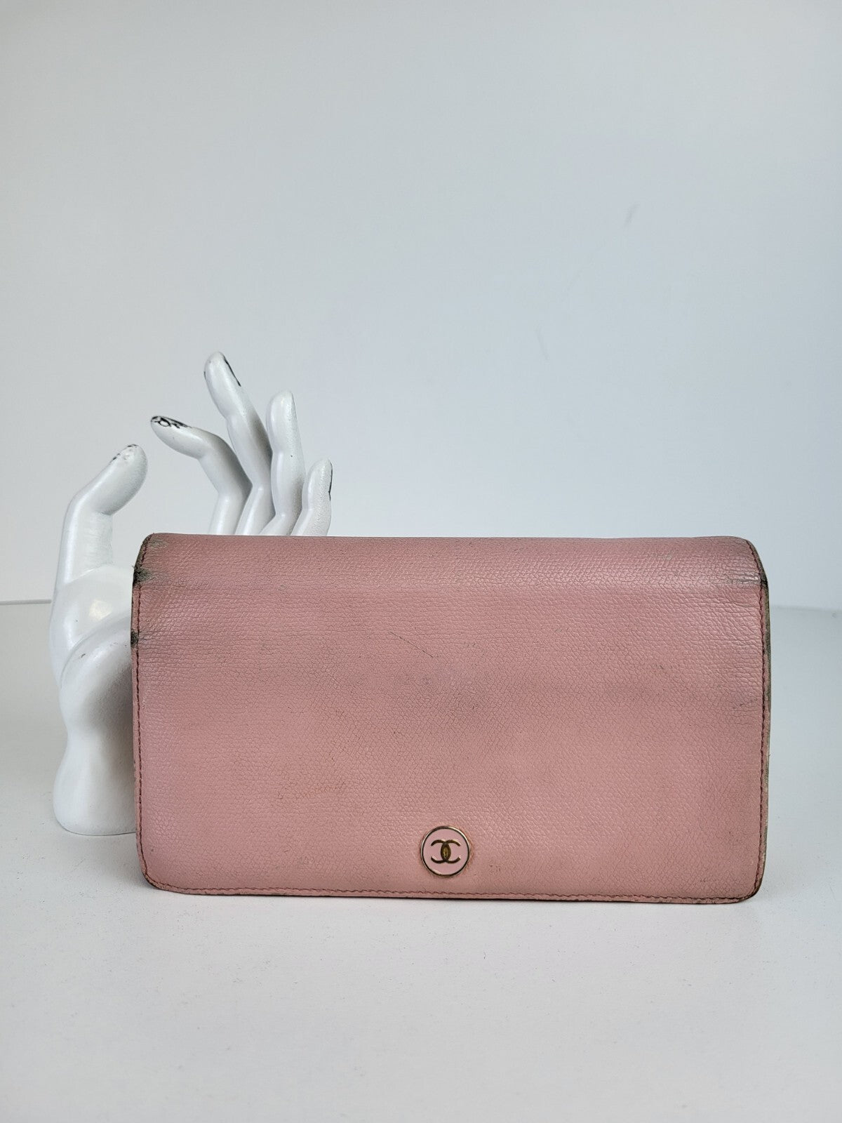 Chanel Vintage Pink Leather Continental Wallet