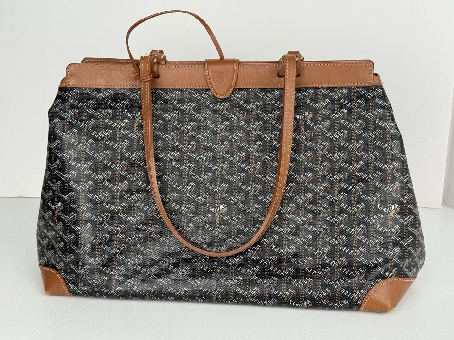 Goyard Bellechasse PM Women's Tote Bag Coated Black/Brown Canvas