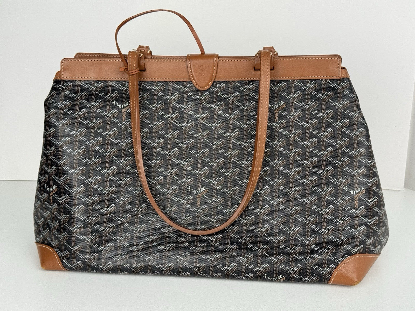 Goyard Bellechasse PM Women's Tote Bag Coated Black/Brown Canvas