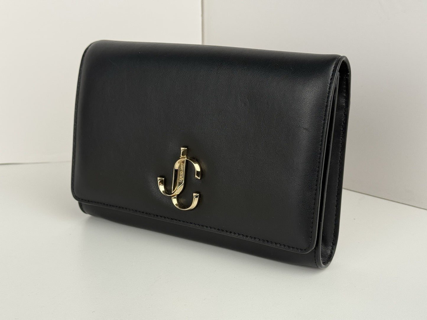 Jimmy Choo Chain Women's Evening Shoulder Bag in Black Leather