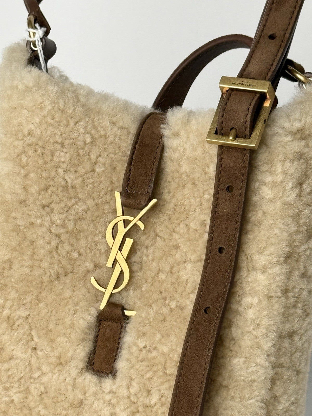 Saint Laurent Le 5 à 7 Mini shearling shoulder bag