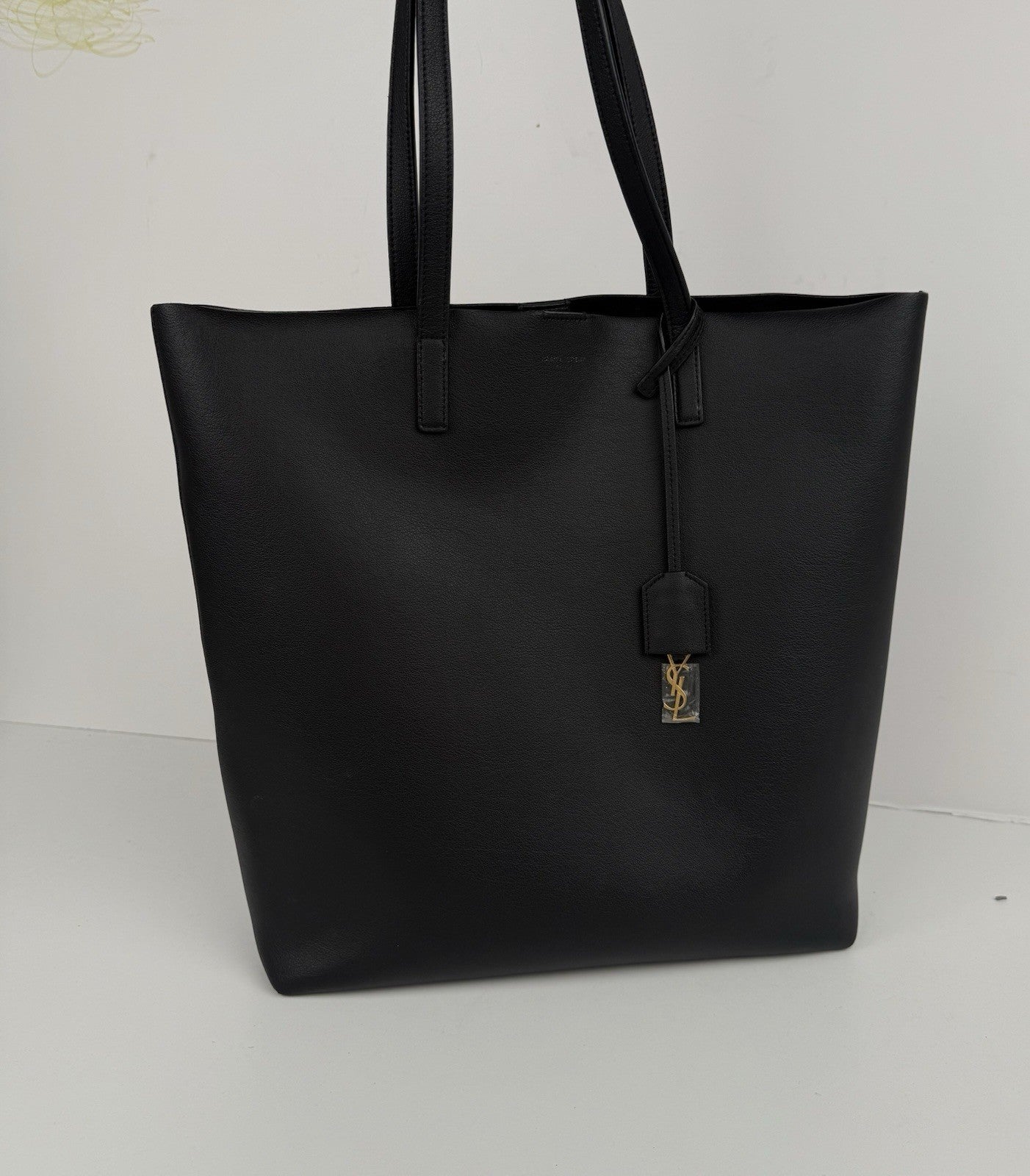 Saint Laurent Black Leather Shopping Tote