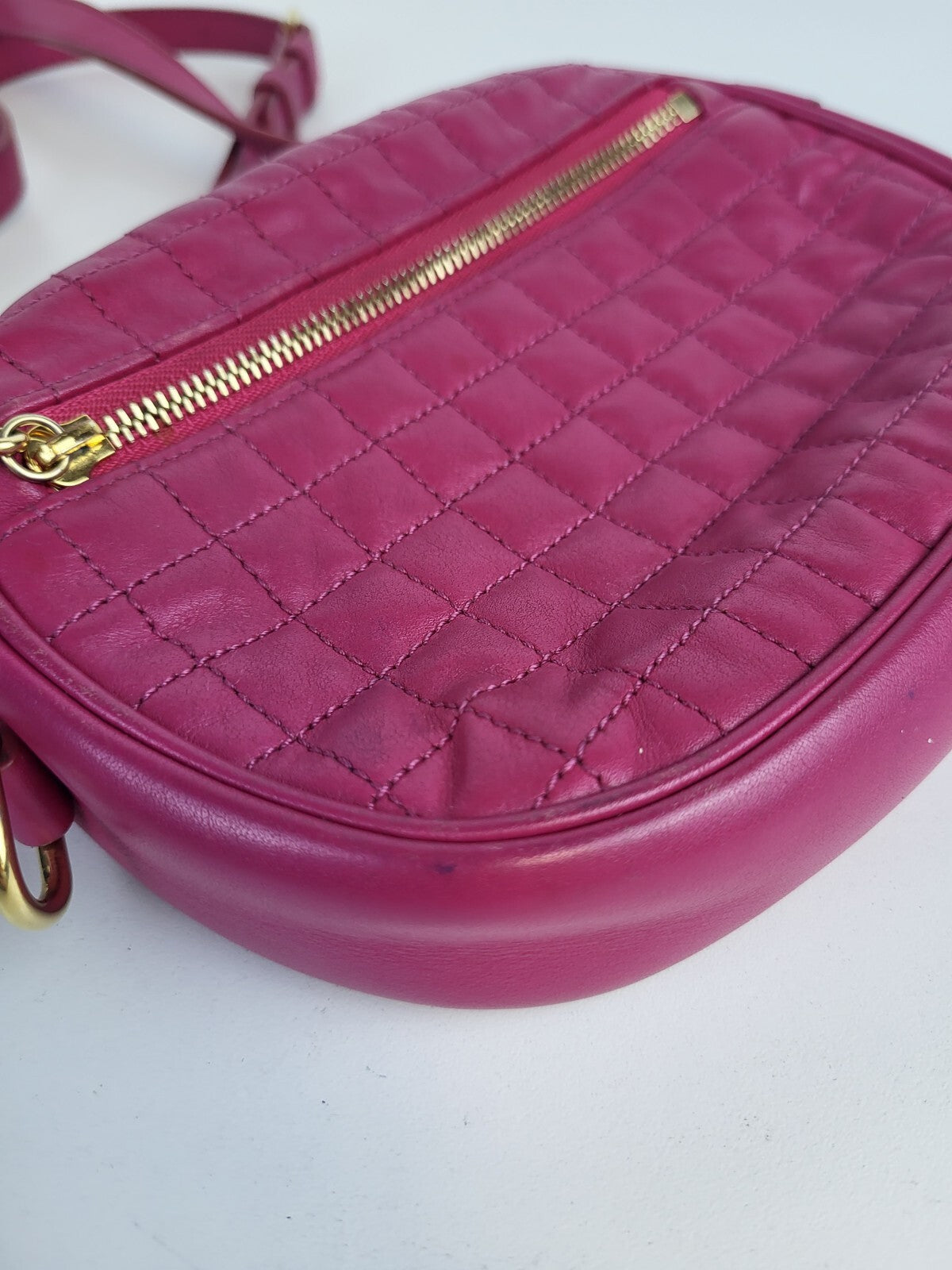 Celine Bag Pink Quilted Calfskin Leather C Charm Small Camera Bag