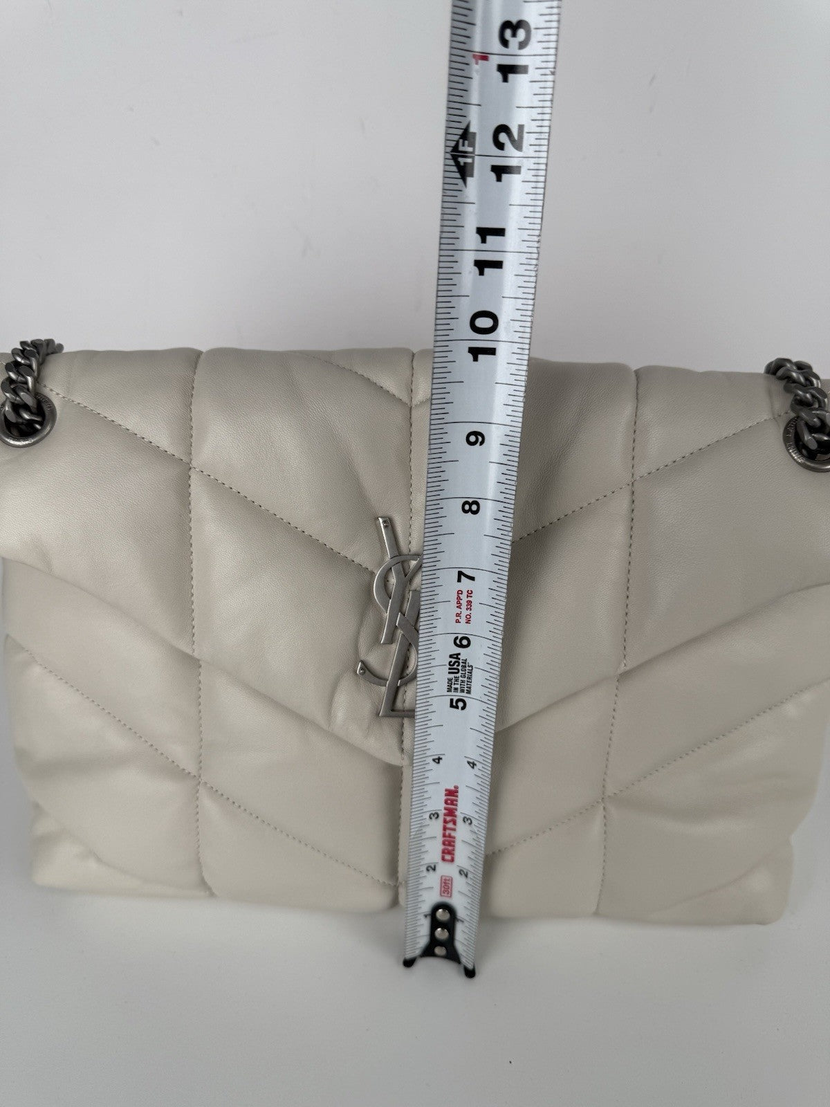 Saint Laurent LouLou Puffer Medium Shoulder Bag in White