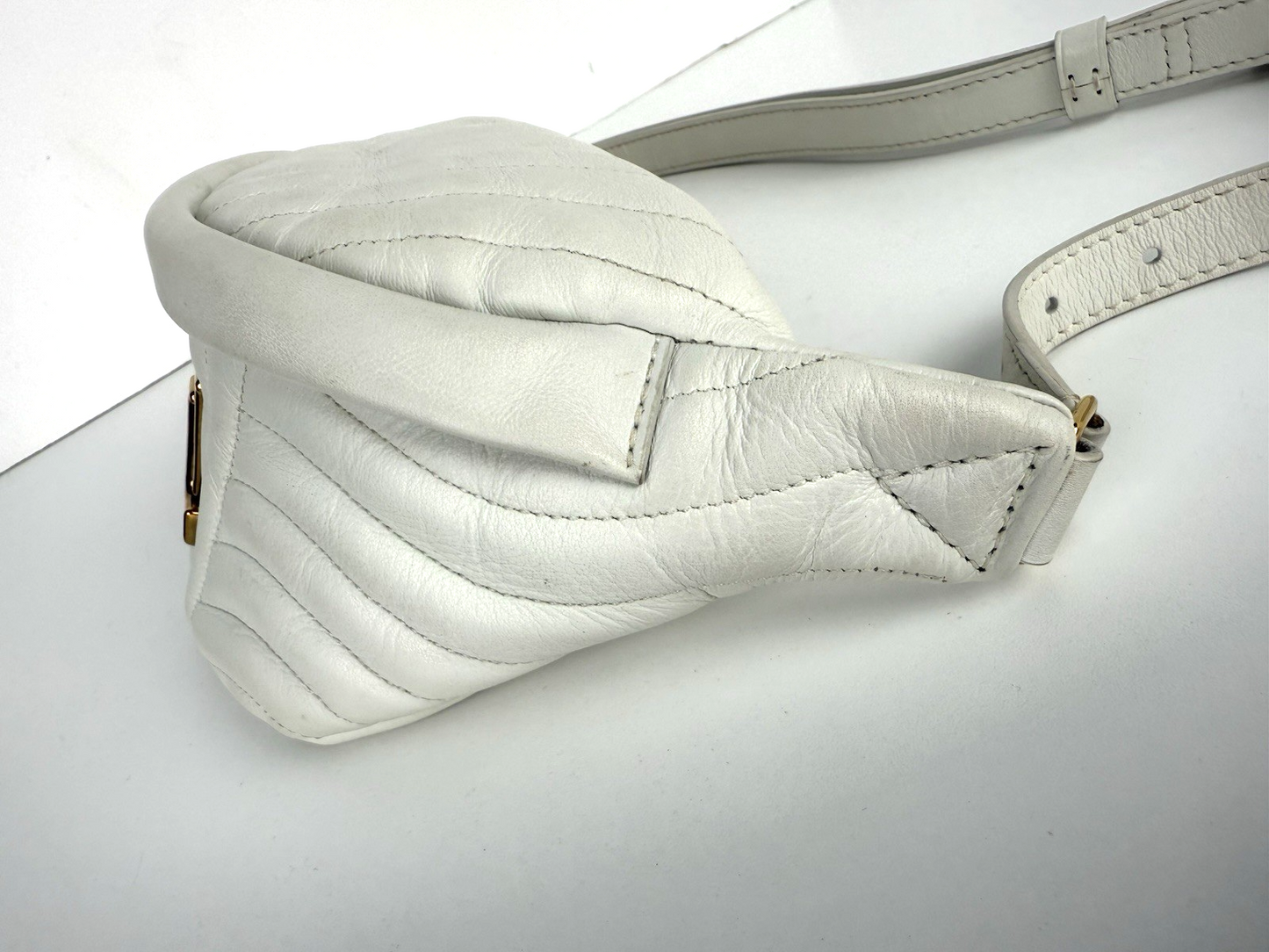 Louis Vuitton Calfskin Leather New Wave Bumbag Belt Bag for Women in White