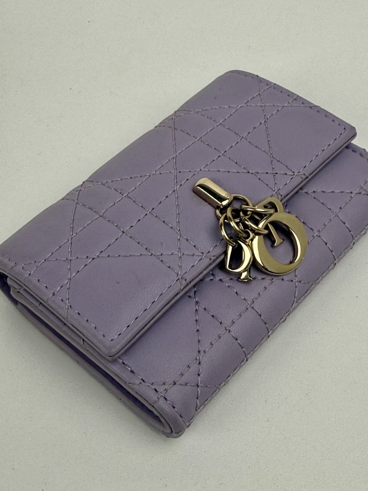 Dior Lambskin Cannage Miss Dior Glycine Wallet Purple