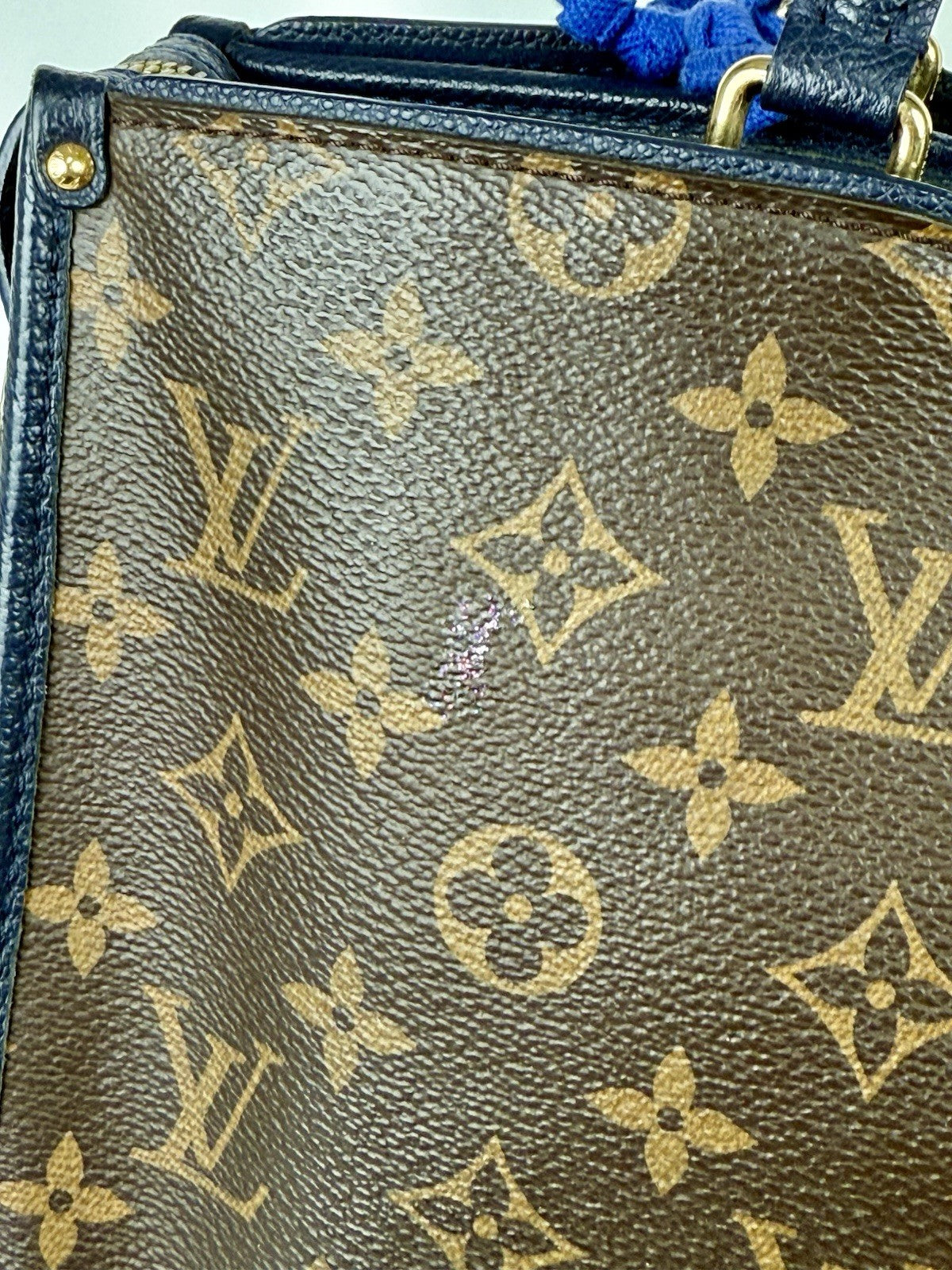 Louis Vuitton Popincourt Shoulder Bag PM Blue Brown Canvas Monogram