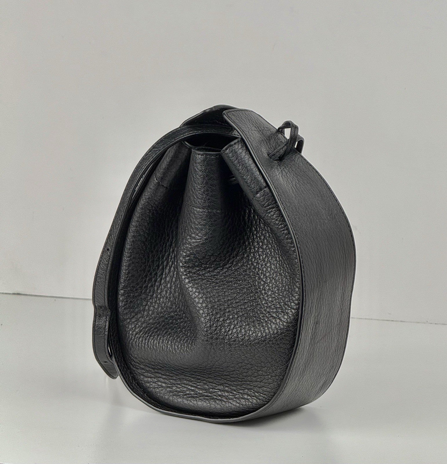 The Row Black Leather Crossbody Bucket Bag