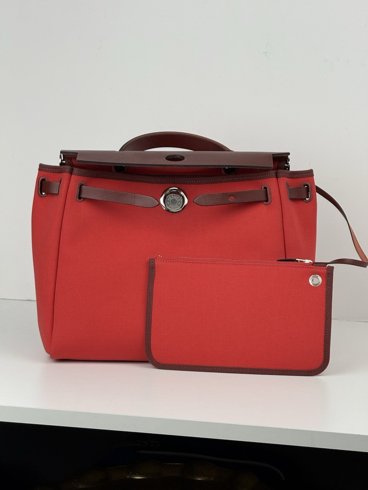 Hermes Toile & Vache Hunter Herbag Zip Retourne 31 (2019) Red Bag
