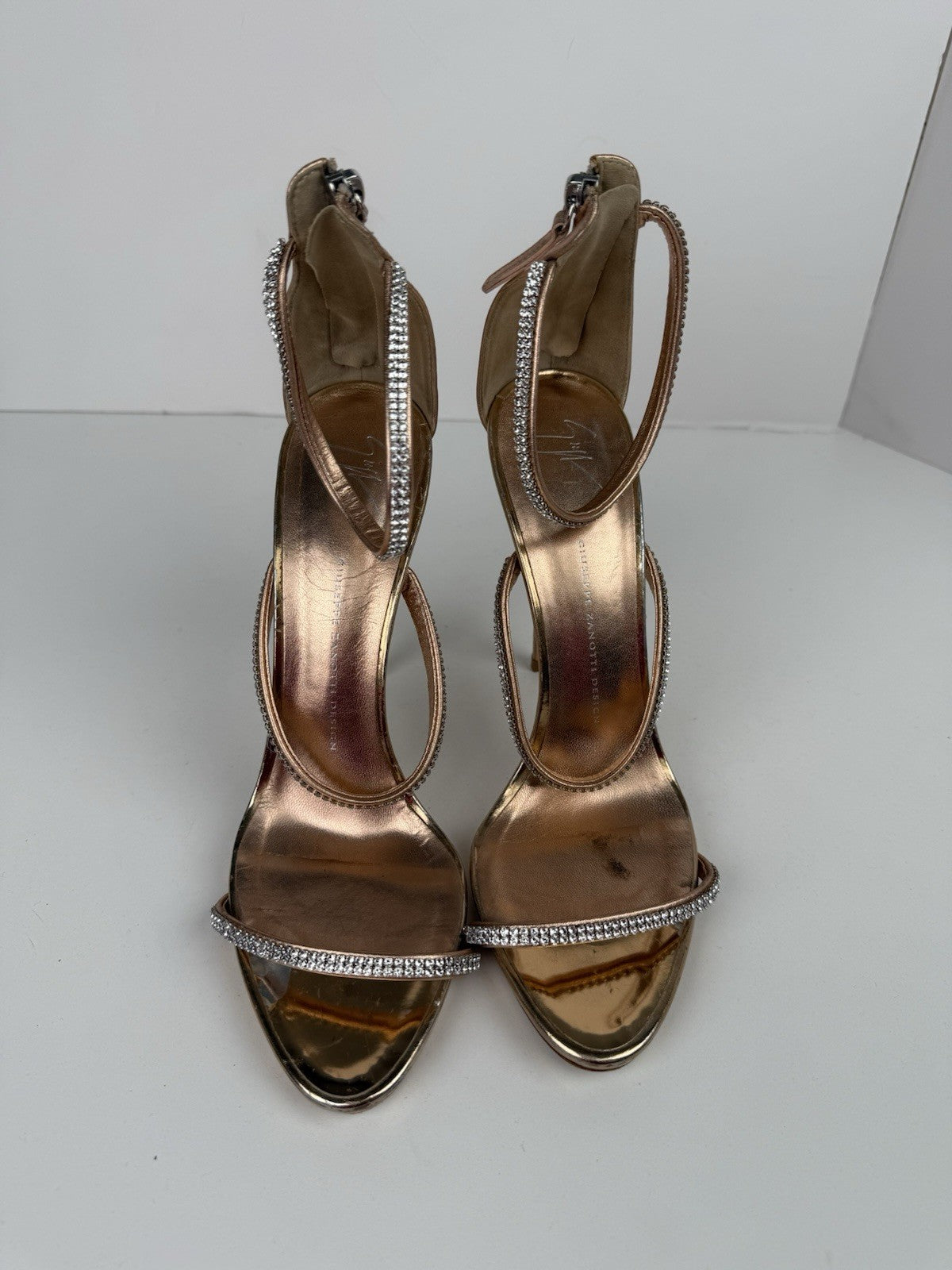 Giuseppe Zanotti Leather Crystal Embellishment Sandals Size 42 /12